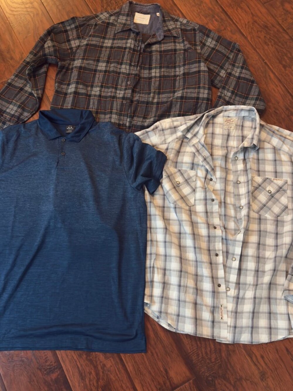 Mens XL Bundle 3pc Oakley Polo Lucky Brand Western Shirt Weatherproof Flannel